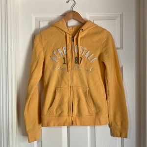Aeropostale Yellow Zip-Up Hooded Sweatshirt